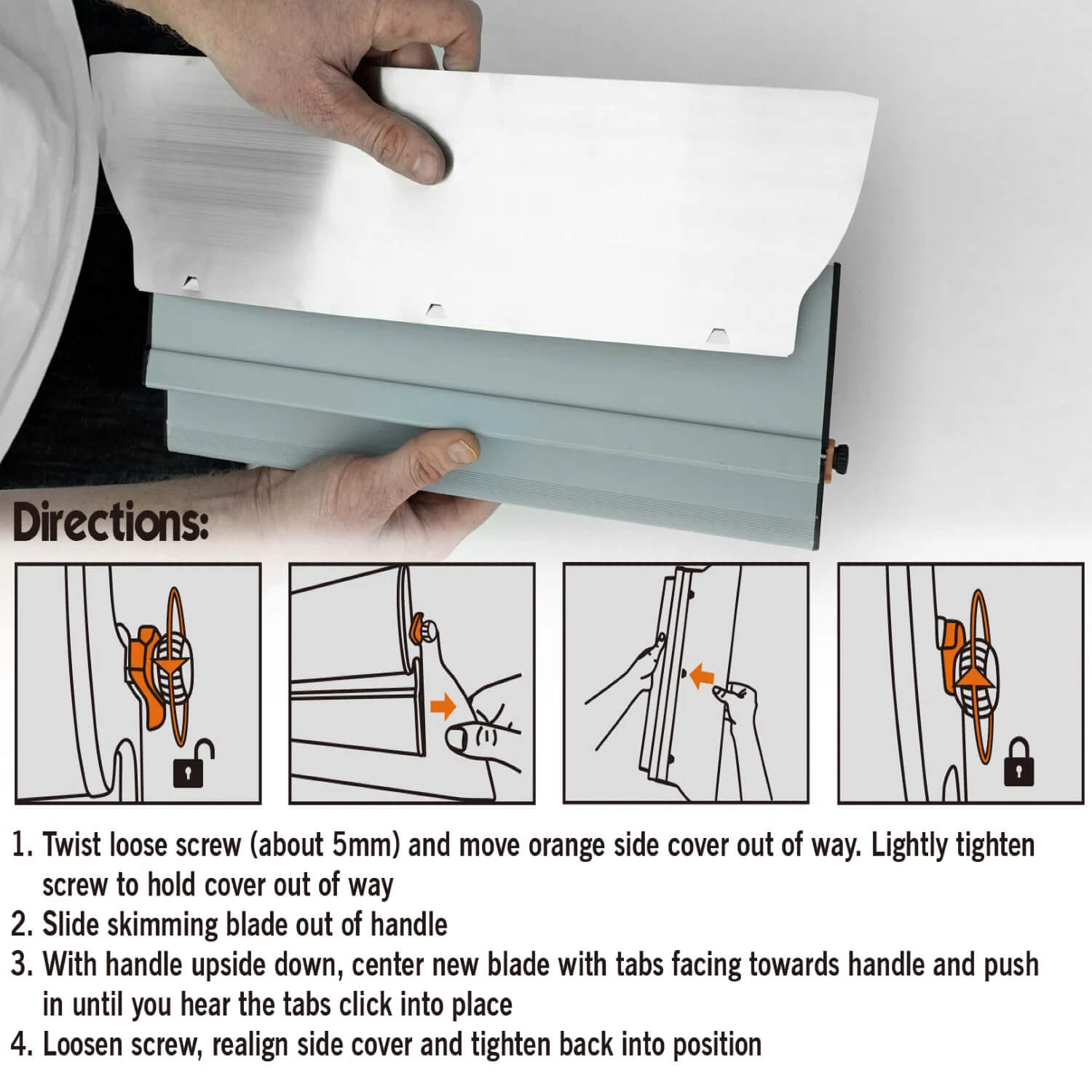 Step-by-step blade replacement process on blade