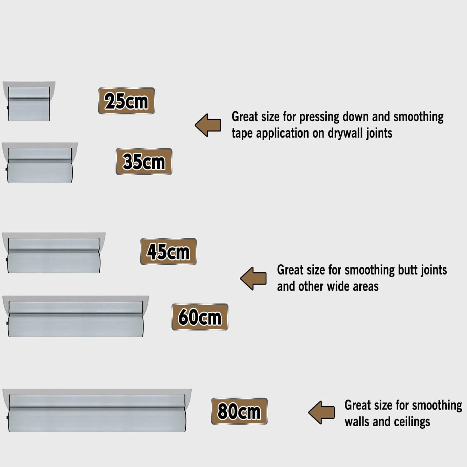 size specifications of ROLLINGDOG drywall skimming blade set