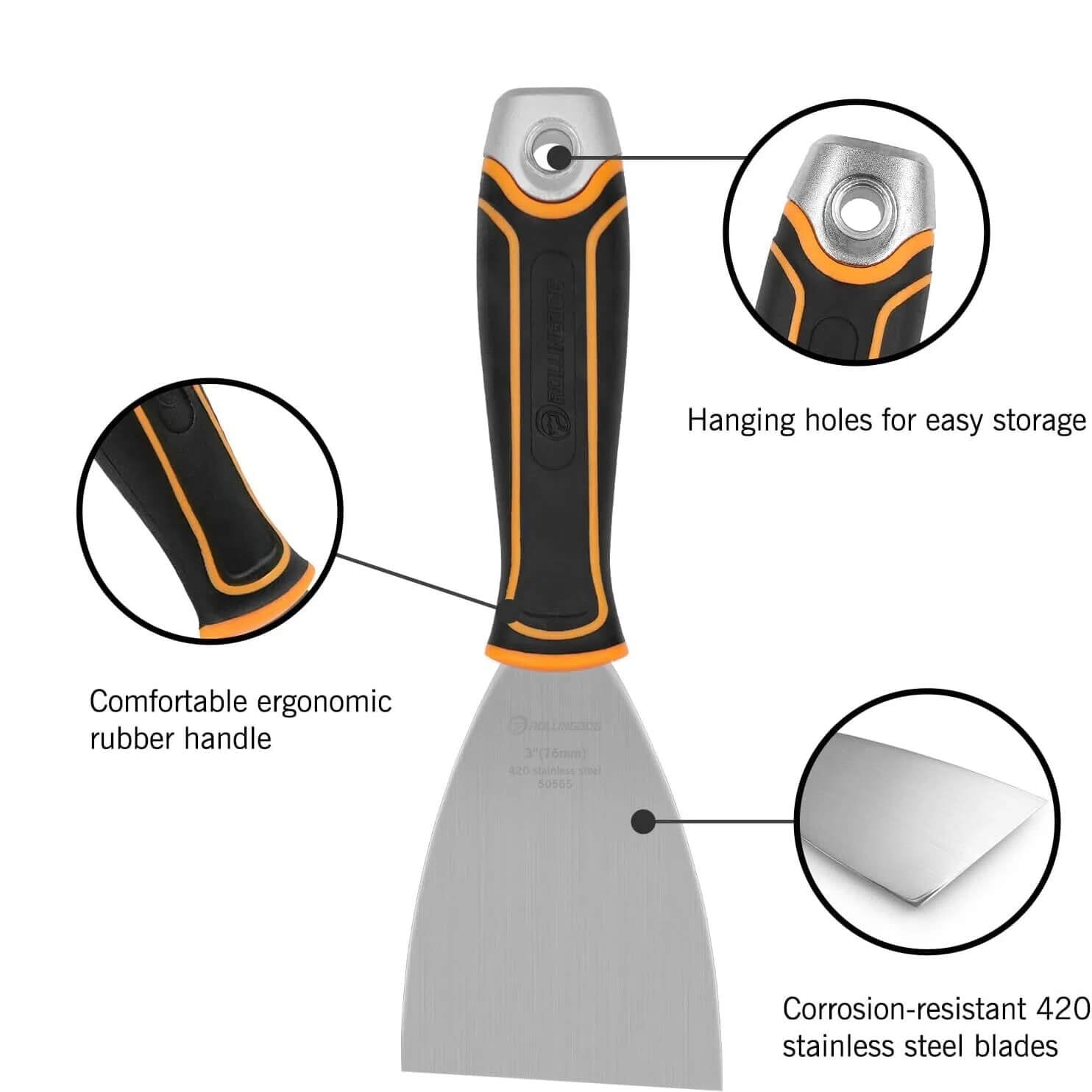 detail of angled putty knife