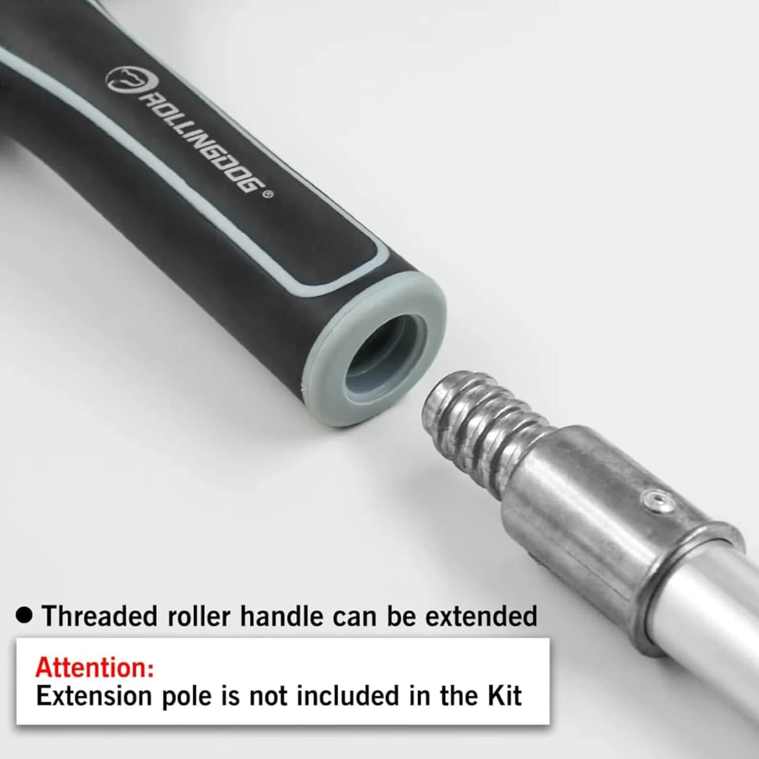 roller handle compatible with extension pole for large wall and ceiling painting