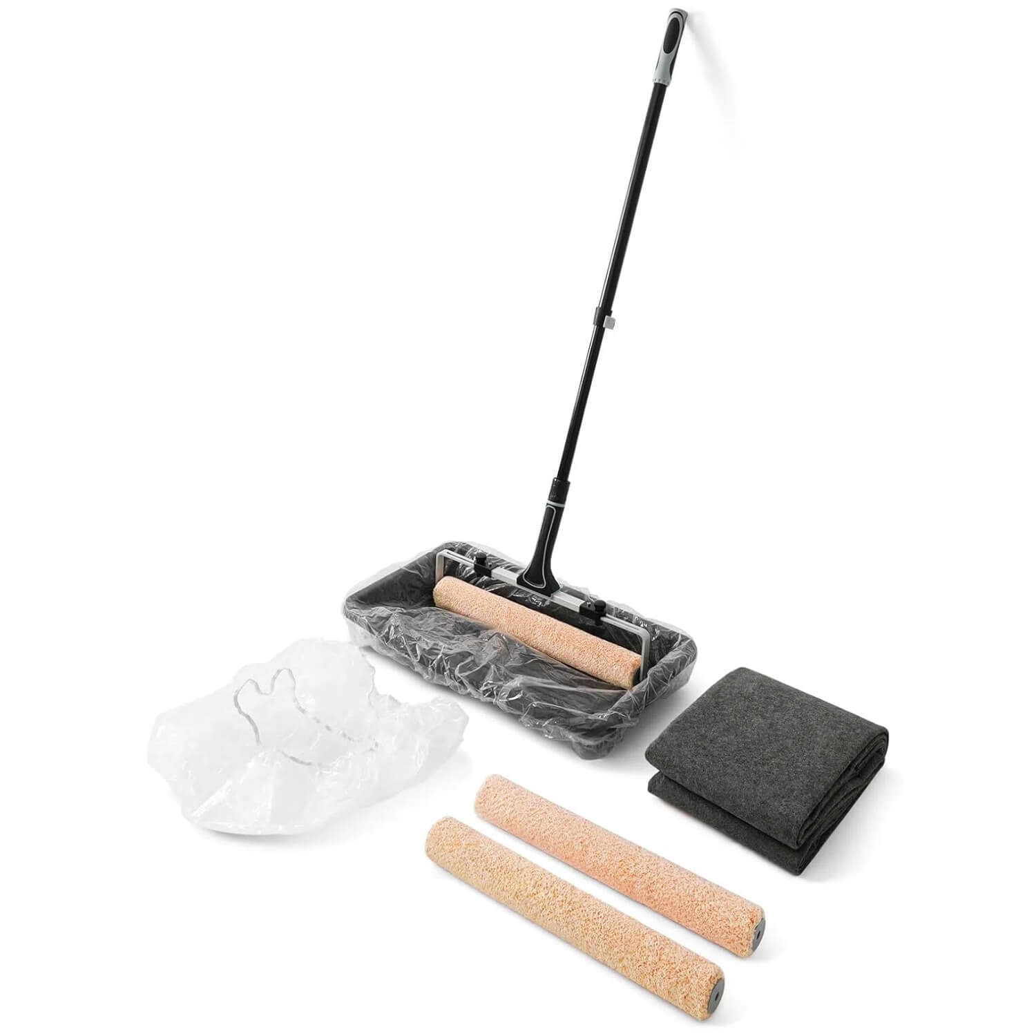 ROLLINGDOG 18 inch paint roller kit with extension pole for efficient painting on large wall surfaces