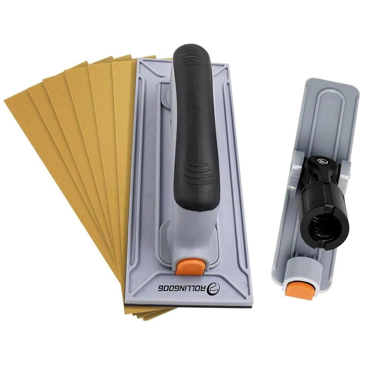 ROLLINGDOG Pole Sander Set-Hand Sander, Radiale Sander, Rechthoekige Sander, met 12 STKS Oxide Mesh Schuurpapier (2 stuks elk 80.120.240 korrel) voor hout, metaal reinigen en polijsten