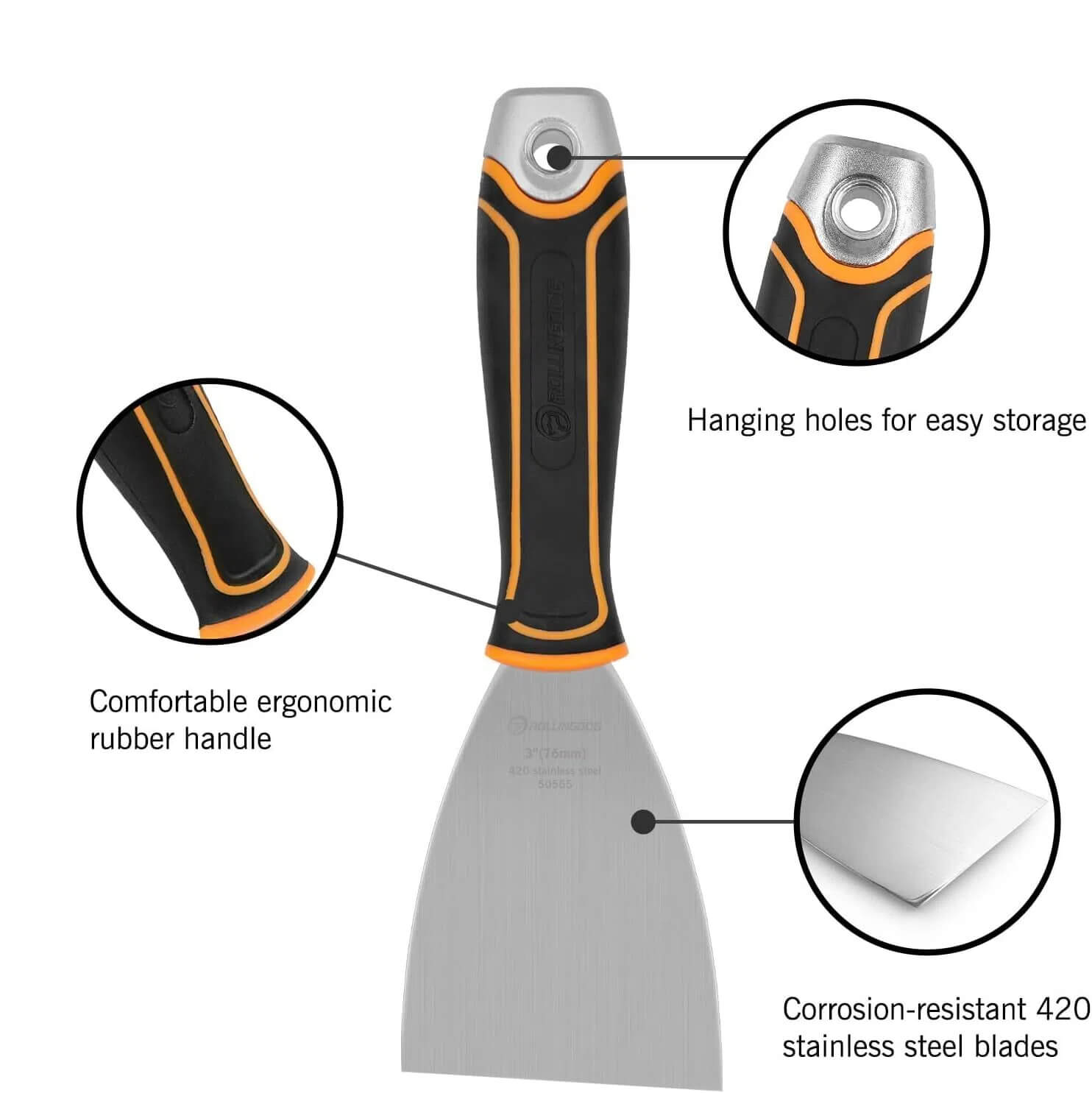 detail of angled putty knife